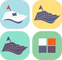 set of icons of boats vector
