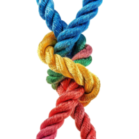 colorful rope with knots partnership isolated on transparent background png