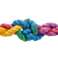 colorful rope with knots partnership isolated on transparent background png