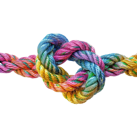 colorful rope with knots partnership isolated on transparent background png