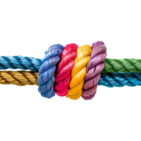 colorful rope with knots partnership isolated on transparent background png