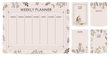 cute weekly planner background with boho. illustration for kid and baby.Editable element vector