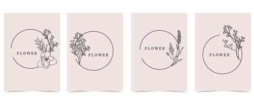 flower background with lavender,circle,wreath.illustration for a4 page design vector