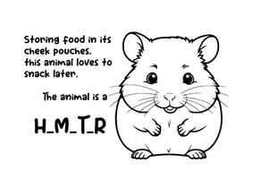 coloring book animal and unique fact about hamster vector