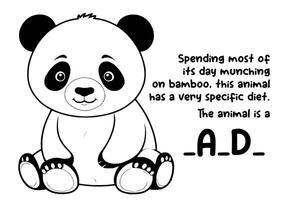 coloring book animal and unique fact about Panda vector