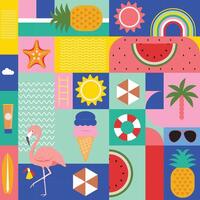 summer background with geometric style.illustration for square seamless pattern design vector