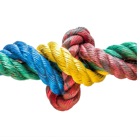 colorful rope with knots partnership isolated on transparent background png