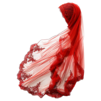 magnifique rouge dentelle voile isolé sur transparent Contexte png