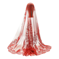 Beautiful Red Lace Veil isolated on transparent background png