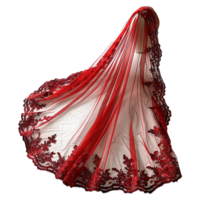 Beautiful Red Lace Veil isolated on transparent background png