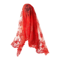 lindo vermelho renda véu isolado em transparente fundo png