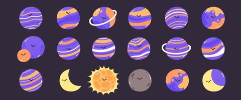 Cartoon planets illustration vector