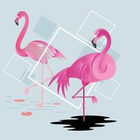 Pink Flamingo Bird Illustration Design vector