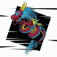 Flying colorful Dragon with Dark Background vector