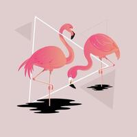 Pink Flamingo Bird Illustration Design vector