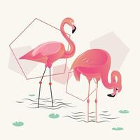 Pink Flamingo Bird Illustration Design vector