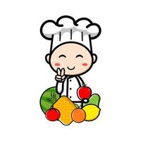 cute chef character on white background vector