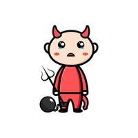cute devil character on white background vector