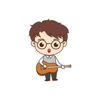 boy character holding guitar on white background vector