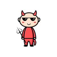 cute devil character on white background vector