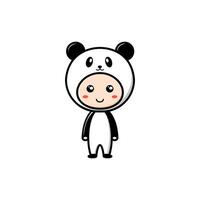 Cute character design wearing a panda costume vector