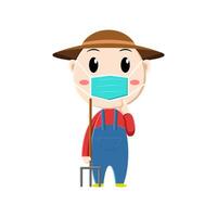 cute farmer character on white background vector