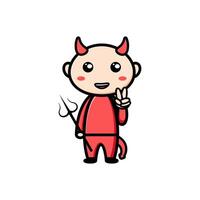 cute devil character on white background vector