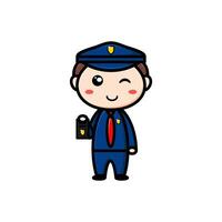 cute police character on white background vector