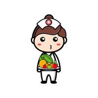 cute nurse character on white background vector