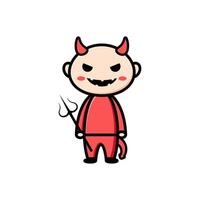 cute devil character on white background vector