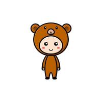 Cute character design wearing a bear costume vector