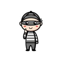 cute thief character on white background vector