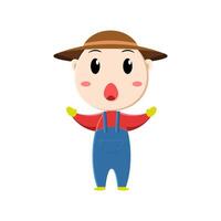 cute farmer character on white background vector