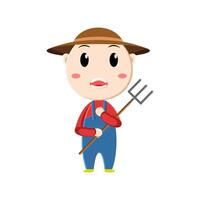 cute farmer character on white background vector