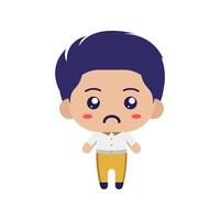 cute boy character on white background vector