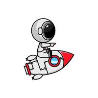 Cute character design of astronaut with rocket vector