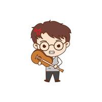 boy character holding guitar on white background vector