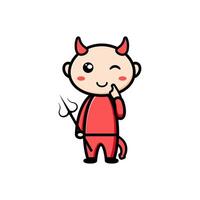 cute devil character on white background vector