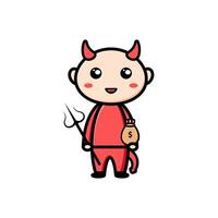 cute devil character on white background vector