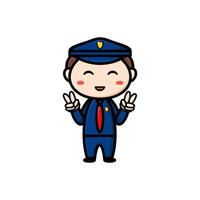 cute police character on white background vector