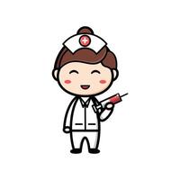 cute nurse character on white background vector