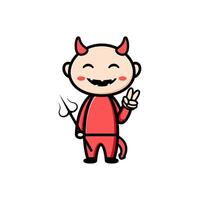 cute devil character on white background vector