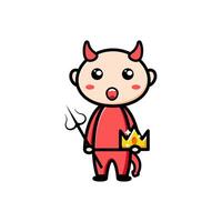 cute devil character on white background vector