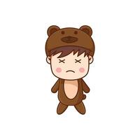 Cute character design wearing a bear costume vector