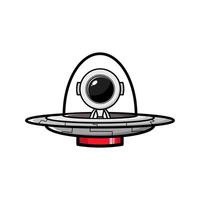 Cute character design of astronaut with alien spaceship vector