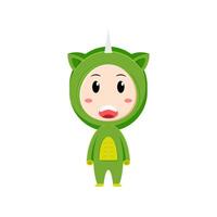 child character wearing a dino costume on a white background vector