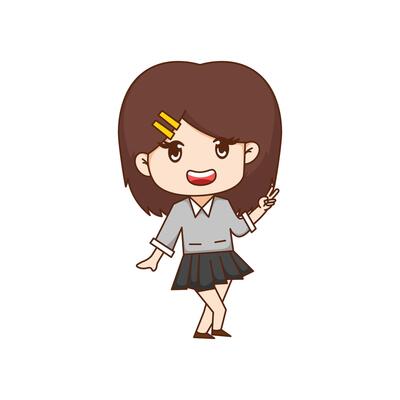 cute female student character on white background