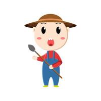 cute farmer character on white background vector