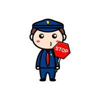 cute police character on white background vector