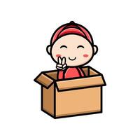 cute package courier character on white background vector